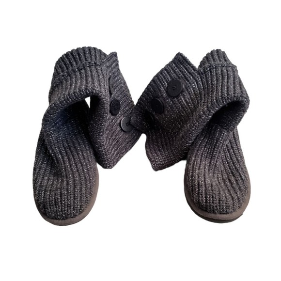 UGG Australia Cardy Tall Black Sweater Knit Button Boots Women’s Size US 7 EU 38 - Picture 3 of 9